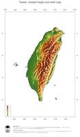 #3 Map Taiwan: color-coded topography, shaded relief, country borders and capital
