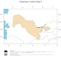 #2 Map Uzbekistan: political country borders and capital (outline map)