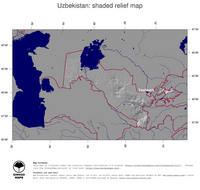 #4 Map Uzbekistan: shaded relief, country borders and capital