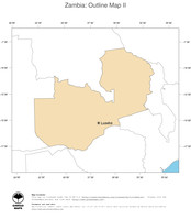 #2 Map Zambia: political country borders and capital (outline map)